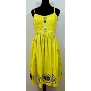 Anthropologie Girls of Savoy Ann Louise Roswald Chartreuse Embellished Dress 4